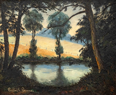 Paulémile Pissarro - Les Bords de l’Orne au Soleil Couchant